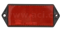 univerzální odrazka obdélník, s držákem k uchycení na dva šrouby, červená (127x51 mm)