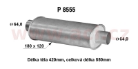 univerzální tlumič plochý (trubka 64 mm, délka 55 cm) (tělo 18x12 cm, délka 42 cm) FENNO