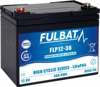 lithiová baterie  LiFePO4  FLP12-36  FULBAT 12,8V, 36Ah, 461Wh, hmotnost 4,2 kg, 195x130x162